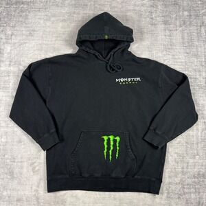 Monster Energy Sweatshirt Mens XL Black Vintage Y2K Center Logo Hoodie Motocross
